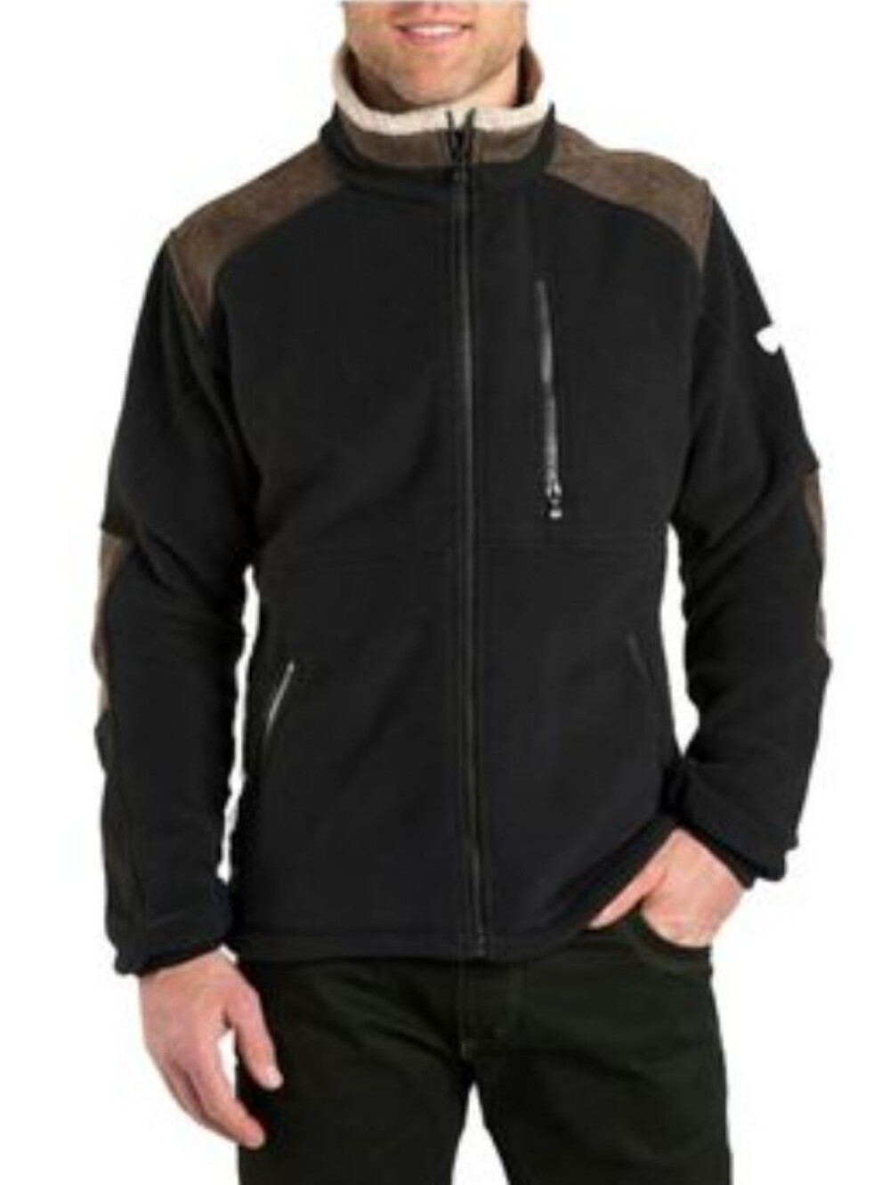 KUHL Alpenwurx Jacket, Men's Size L, Black/ Brown, Suede Micro Fleece, Rugged